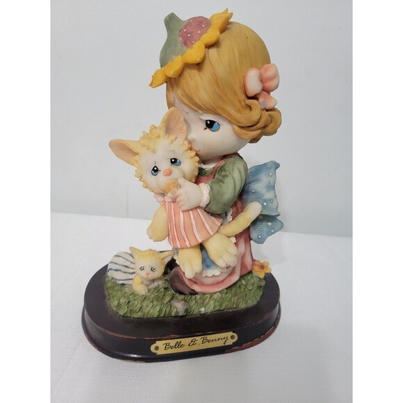 Vintage Precious Moments  Belle & Benny  Girl Sad Face  And Kitten Figure - Picture 4 of 12
